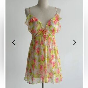 Victoria's Secret Boho Vibrant Floral fairy Chiffon Slip  Size M